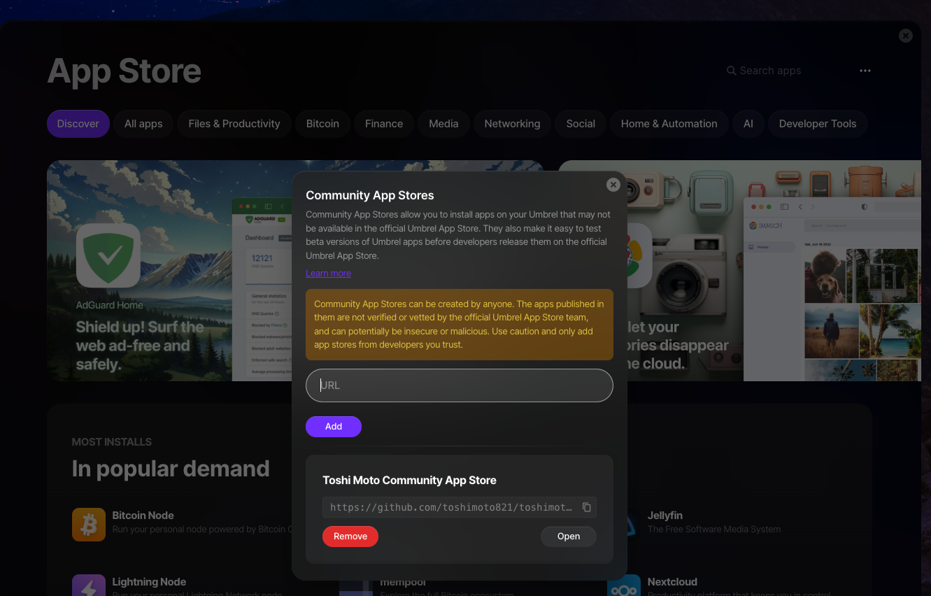Umbrel Community App Store